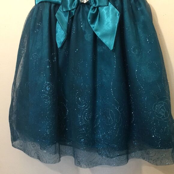 Holiday Editions Dark Teal Sparkles and Bow Dress: Size 6/6X - Picture 3 of 9
